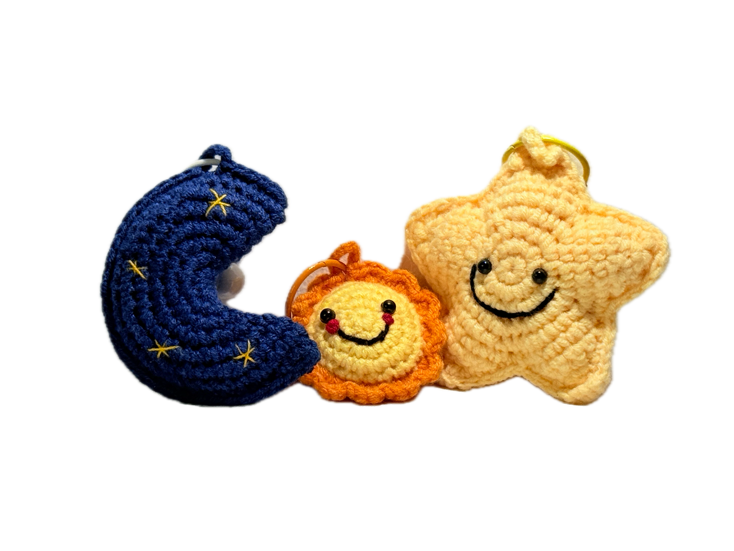 Crochet Sun Keychain Sanni the Aurinko Amigurumi Keychain universe family